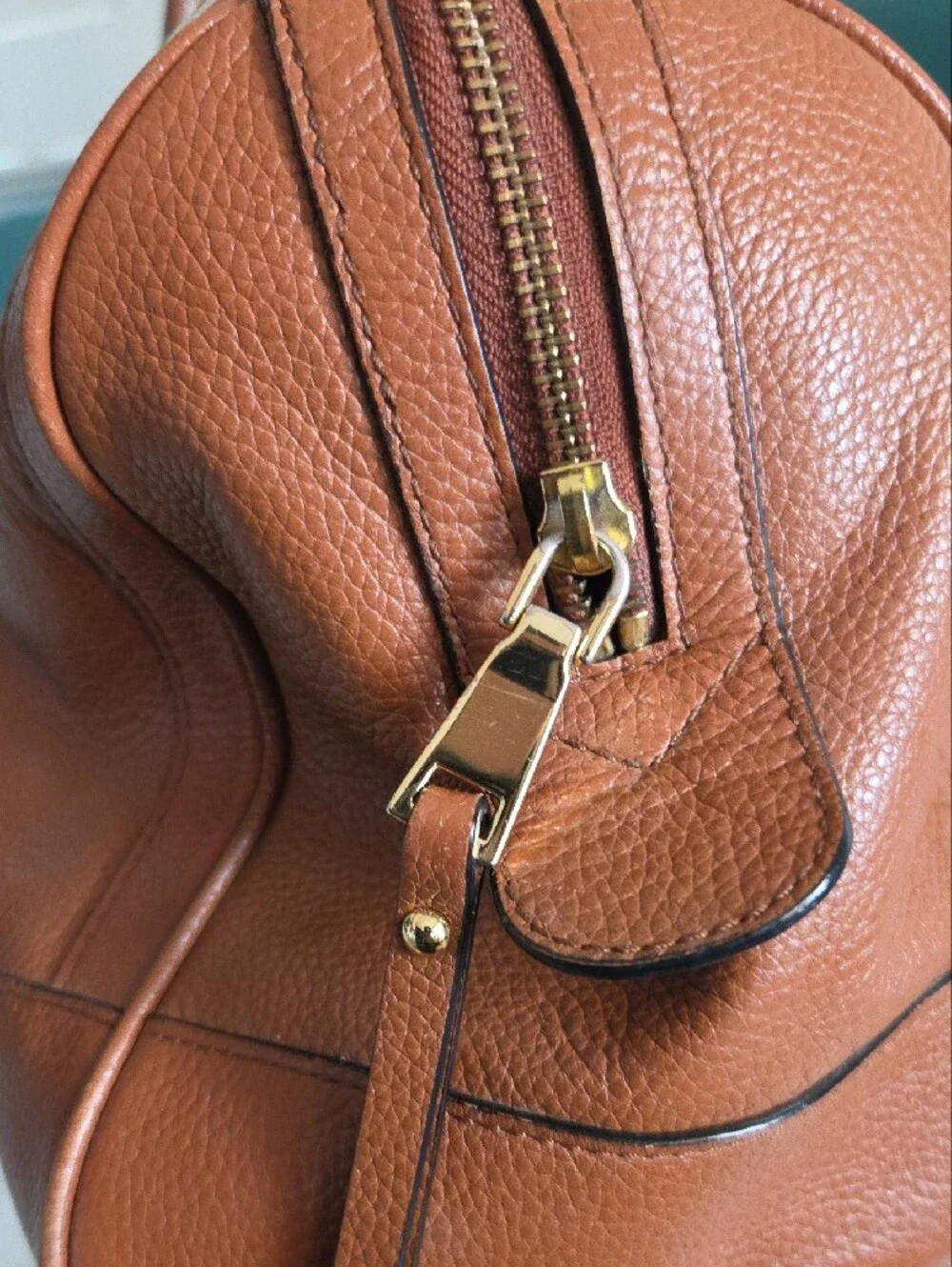 Banana Republic Tan Pebbled Leather Satchel with Tassel